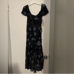 wild fable Black Floral Scoop-Neck Maxi Dress